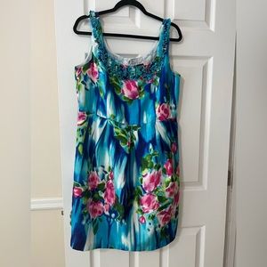 BEAUTIFUL SOHO APPAREL FLORAL BLUE & PINK SUMMER DRESS
